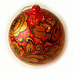 Новогодний шар с хохломской росписью  (открывающийся), Елочные игрушки, Саров,  Фото №1