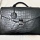 Men's briefcase, made of genuine crocodile leather, in black. Brief case. SHOES&BAGS. Online shopping on My Livemaster.  Фото №2