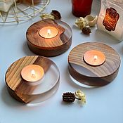 Для дома и интерьера handmade. Livemaster - original item A set of candlesticks made of elm slabs (3 pcs.). Handmade.
