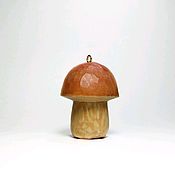 Сувениры и подарки handmade. Livemaster - original item Christmas tree toy souvenir pendant (keychain) made of wood Mushroom Boletus. Handmade.