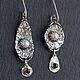 Boho style silver earrings with pearls and garnets. Earrings. etnoart (etnoart). Online shopping on My Livemaster.  Фото №2