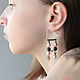Double earrings 'Gems 3' silver, pearls, garnet, Earrings, Moscow,  Фото №1