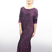 Одежда handmade. Livemaster - original item Dress elegant evening purple velvet pleated with lace to the floor. Handmade.