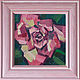 Картина цветы с розой масло квадратная маленькая красивая Розовая роза, Картины, Москва,  Фото №1