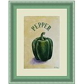 Картины и панно handmade. Livemaster - original item Painting Pepper! watercolor, bell pepper, green. Handmade.