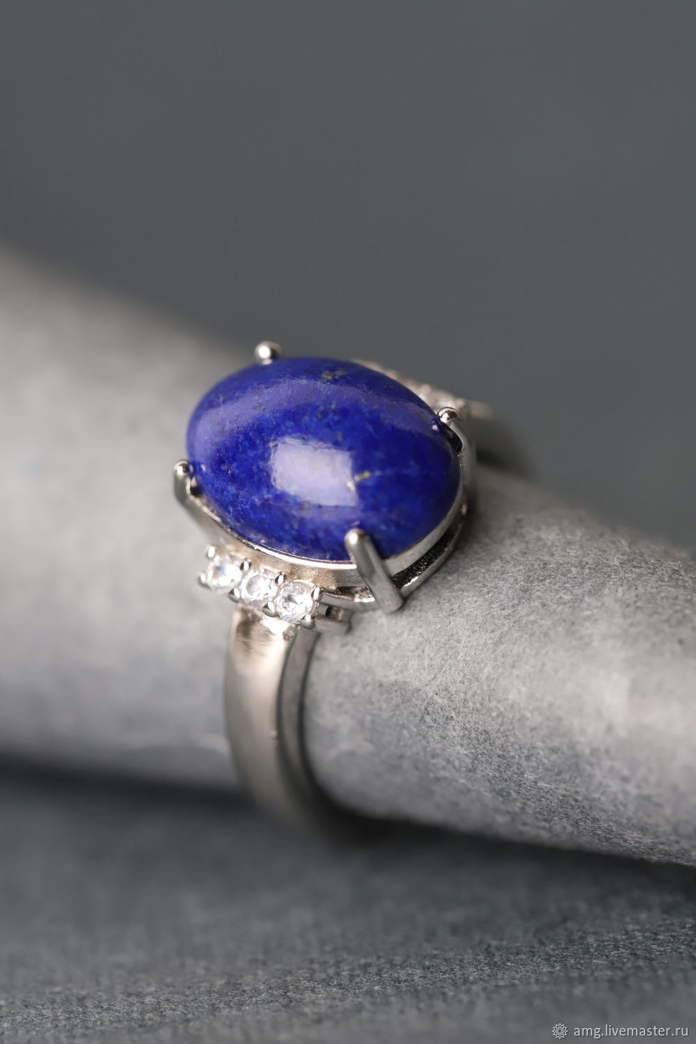 Кольцо с лазуритом 4,43 ct насыщенного синего цвета купить в интернет ...