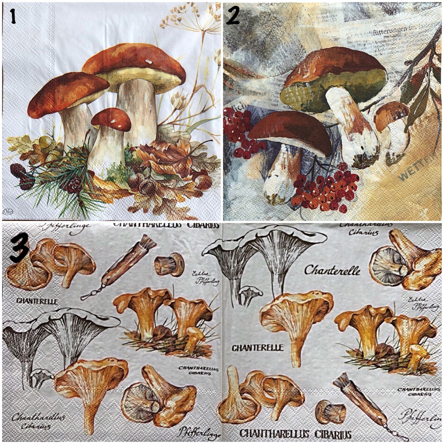 Салфетки грибы для декупажа