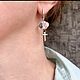 Серьги асимметричные из горного хрусталя  с шипом и с крестиком, Серьги классические, Москва,  Фото №1