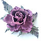 Роза из кожи Маргарет цвет орхидея Брошь из кожи. Цветы из кожи, Брошь-булавка, Самара,  Фото №1