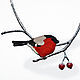 Choker leather 'bullfinch on a branch', Necklace, Moscow,  Фото №1