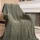 Knitted plaid of large knitting for men. A warm bedspread as a gift, Blankets, Lesnoj,  Фото №1