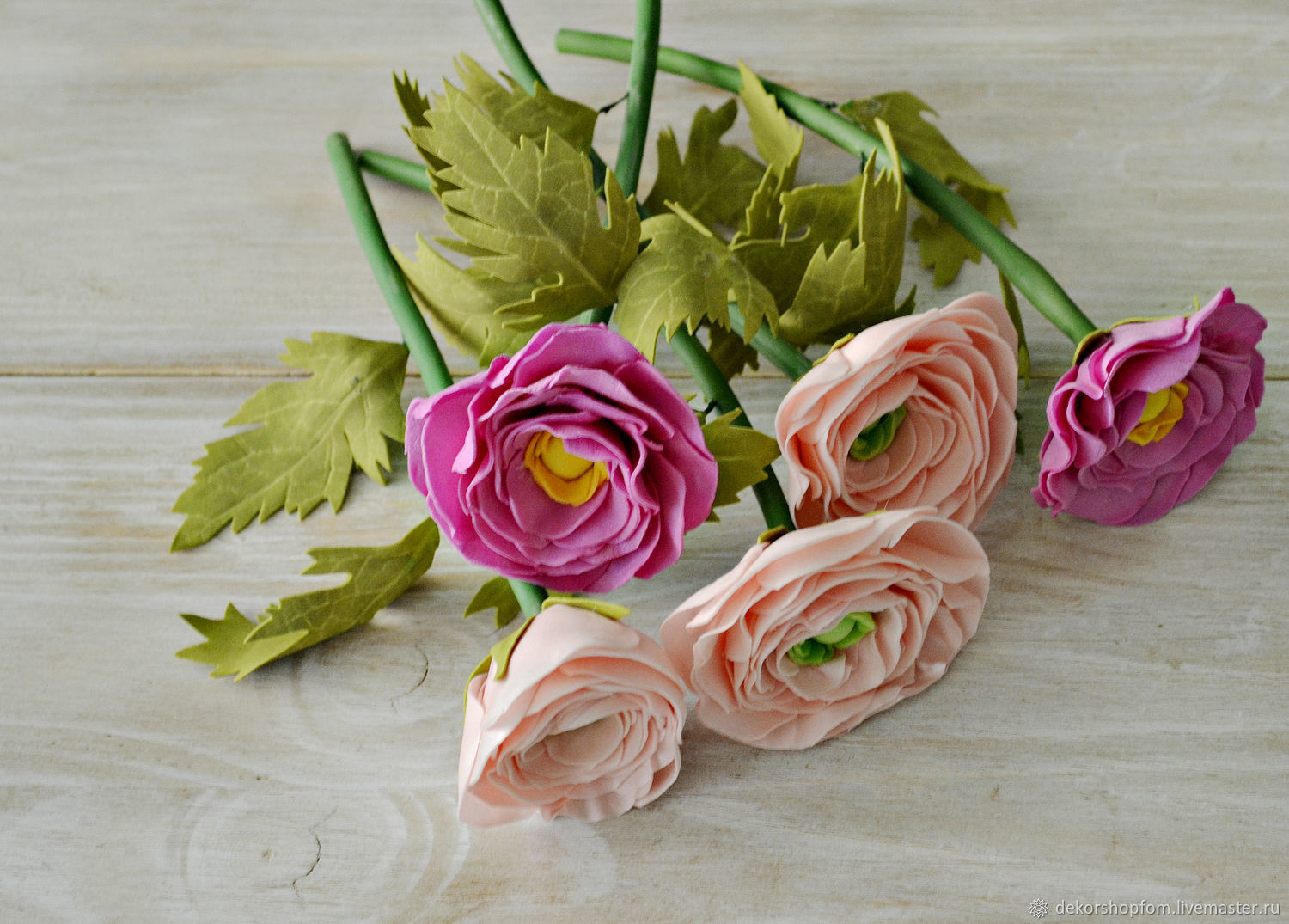 Букет ранункулюсов из фоамирана в интернет-магазине на Ярмарке Мастеров ...