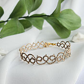 Украшения handmade. Livemaster - original item Gold braided Bracelet, elegant thin frivolite Bracelet. Handmade.
