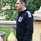 Black men's patterned hoodie, zip-up hoodie. Sweatshirts for men. Lara (EnigmaStyle). My Livemaster. Фото №5