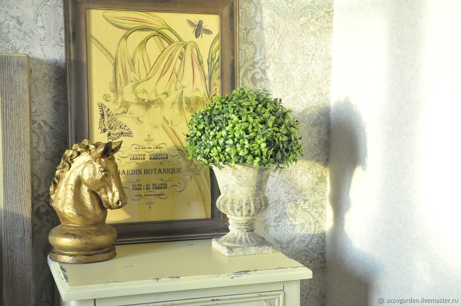 Pot on a leg concrete medium Shabby chic Vintage Provence Antique, Vases, Azov,  Фото №1
