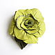 Leather brooch rose Duchess light green pear color. Brooches. De-Si-Re. Online shopping on My Livemaster.  Фото №2