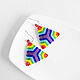 Rainbow Triangular Beaded Earrings. Earrings. Handmade by Svetlana Sin. Online shopping on My Livemaster.  Фото №2