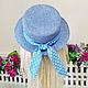 Straw hat Boater. Color blue. Hats1. Exclusive HATS. LANA ANISIMOVA.. My Livemaster. Фото №6