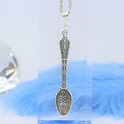 Украшения handmade. Livemaster - original item Spoon pendant with engraving made of 925 sterling silver DS0083. Handmade.