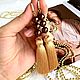 Earrings-brush Caramel Golden caramel fantasy. Tassel earrings. GolDFenix. My Livemaster. Фото №6