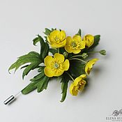 Brooch-pin: Silk flowers. Cornflower 