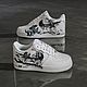 Кастомные кроссовки белые nike  AF1, ручная роспись, Волк и Заяц арт. Кроссовки. Olgavolgoart. Роспись одежды и обуви. Кастом. Интернет-магазин Ярмарка Мастеров.  Фото №2