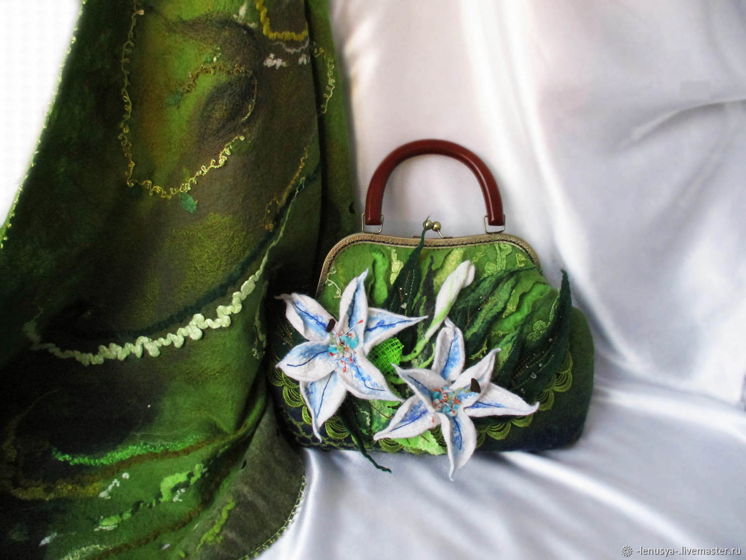 Валяная сумка \"БЕЛАЯ РОСА\" – заказать на Ярмарке Мастеров – ELJ87RU ...