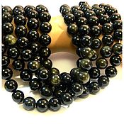 Материалы для творчества handmade. Livemaster - original item Obsidian 8, 12 mm beads for jewelry. 19 cm. Handmade.