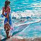 Order Painting Girl by the sea impressionism oil on canvas. Yulia Berseneva ColoredCatsArt. Livemaster. . Pictures Фото №3