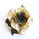 Leather flower brooch Rose "Treasure". Silver gold bronze. Brooches. De-Si-Re. My Livemaster. Фото №5
