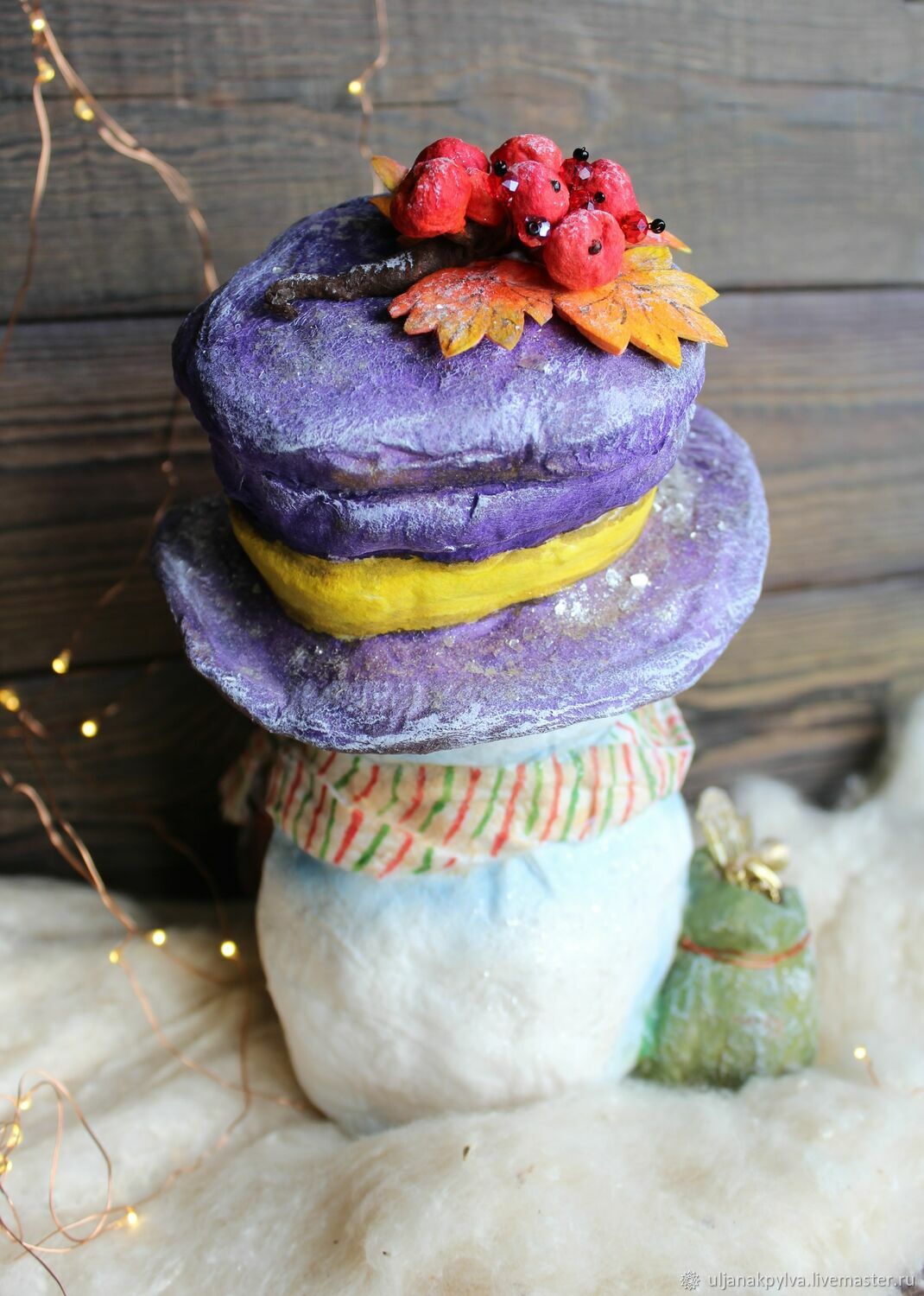 Ватная игрушка под ёлку " Снеговик с подарками" купить в интернет ...