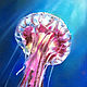  Neon Jellyfish. Original. Pastel. Pictures. Valeria Akulova ART. Online shopping on My Livemaster.  Фото №2