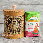 Русский стиль handmade. Livemaster - original item Birch bark box, storage jar flour 