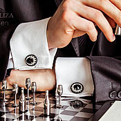 Фен-шуй и эзотерика handmade. Livemaster - original item Cufflinks Oscar. Color Jet. jewelry for men. Men`s cufflinks. Handmade.