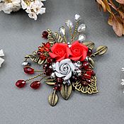 Украшения handmade. Livemaster - original item Brooch with flowers, brooch with roses, brooch as a gift. Handmade.