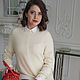Women's elongated jumper made of merino wool white cream Brigitte A.M.V, Jumpers, St. Petersburg,  Фото №1