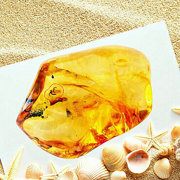 Материалы для творчества ручной работы. Ярмарка Мастеров - ручная работа Подвески: Камни: Янтарь с инклюзом.. Handmade.