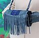 Order The clutch is made of leather and suede with fur sheepskin Fringe Blue. Katorina Rukodelnica HandMadeButik. Livemaster. . Clutch Фото №3