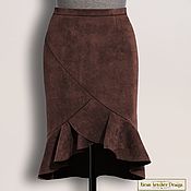 Одежда handmade. Livemaster - original item Gode skirt made of genuine suede/leather (any color). Handmade.