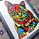 Витражная картина Радужный котик 34х25 см. Картины. ZorkaVenera (Татьяна). Ярмарка Мастеров.  Фото №8