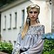 Платье вечернее "Таис"  серое ,с ручной вышивкой, Платья, Барановичи,  Фото №1