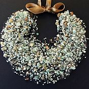 Многорядный браслет-бабочка из бисера и турквенита  коралловая