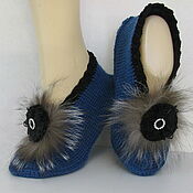 Обувь ручной работы handmade. Livemaster - original item Knitted dark turquoise slippers, as a gift.. Handmade.