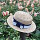 Соломенная шляпка канотье с бело-синим бантом, Шляпы, Москва,  Фото №1