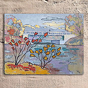 Картина озеро "Карелия. Закат" Картина маслом на холсте