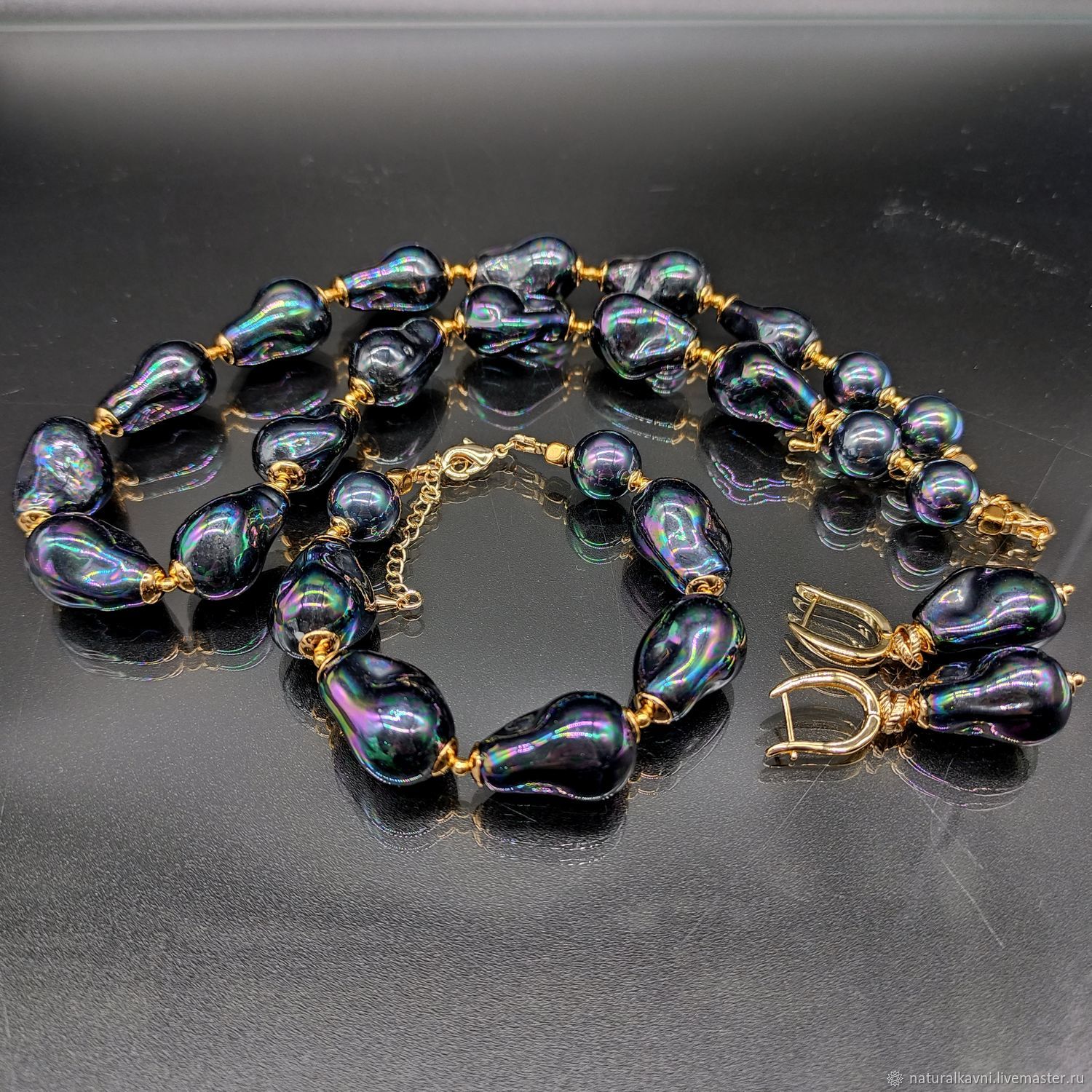 Комплект украшений серьги браслет колье барочный жемчуг майорка купить ...