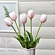 Силиконовый тюльпан бело-розовый 12725, Цветы искусственные, Москва,  Фото №1