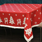 Для дома и интерьера handmade. Livemaster - original item Red New Year linen tablecloth 200h150cm.. Handmade.