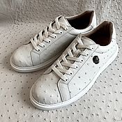 Обувь ручной работы handmade. Livemaster - original item Sneakers made of genuine ostrich leather, in white color!. Handmade.