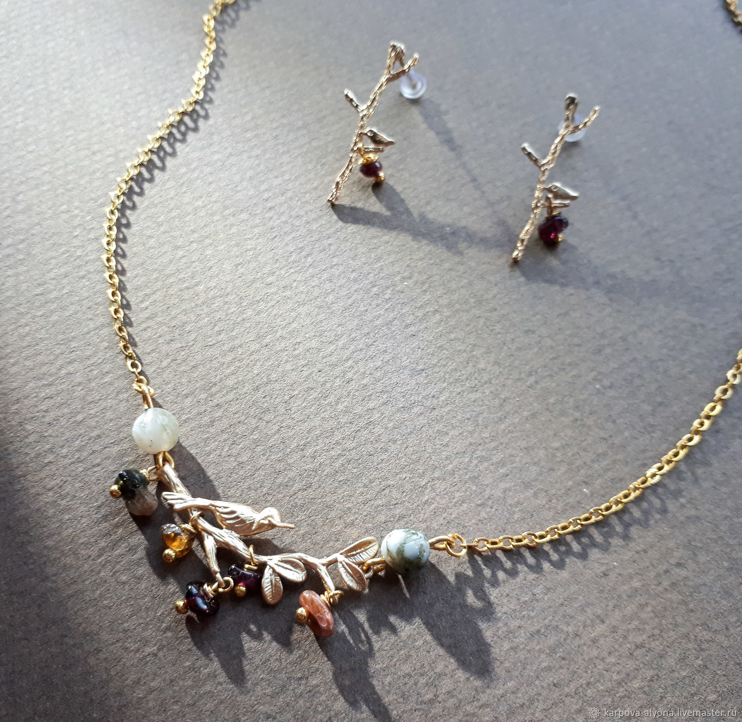 Jewelry sets: Songbirds. Necklace and earrings with grenades, Jewelry Sets, St. Petersburg,  Фото №1